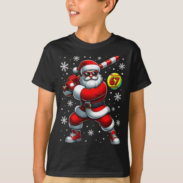 Camiseta Funny Christmas Softball Cool Santa Claus 6 7 Meme (Anverso)