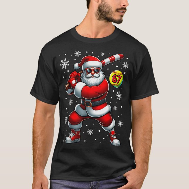 Camiseta Funny Christmas Softball Cool Santa Claus 6 7 Meme (Anverso)