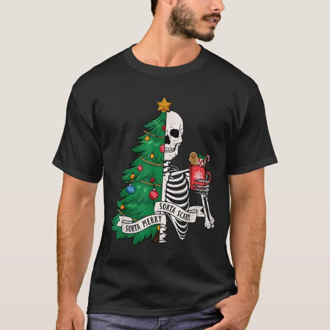 Camiseta Funny Christmas Sorta Merry Sorta Y Skeleton Xmas  (Anverso)
