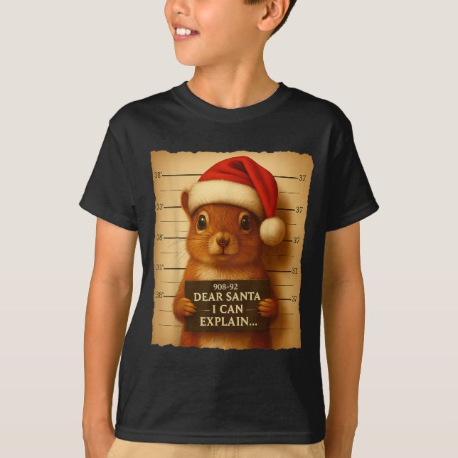 Camiseta Funny Christmas Squirrel - Cute Squirrel Santa Hat (Anverso)