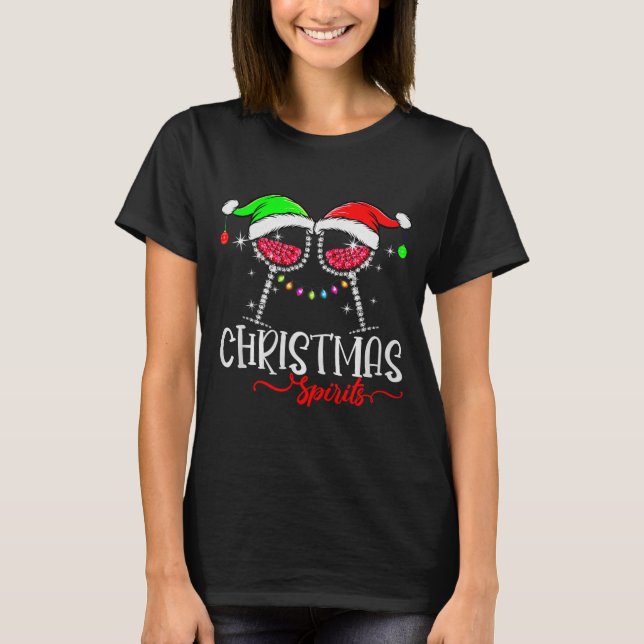 Camiseta Funny Christmas Srits Gles Of Wine Party Xmas Paja (Anverso)