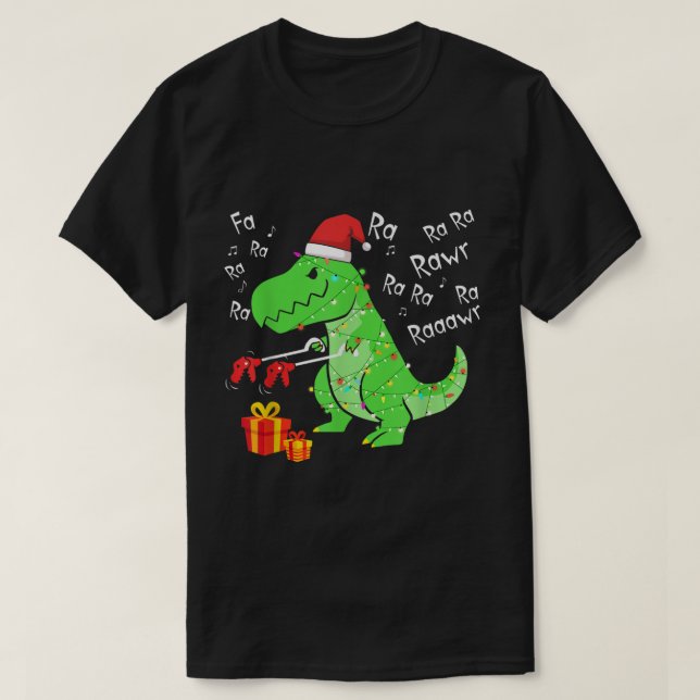 Camiseta Funny Christmas T-Rex Dinosaur Design (Diseño del anverso)