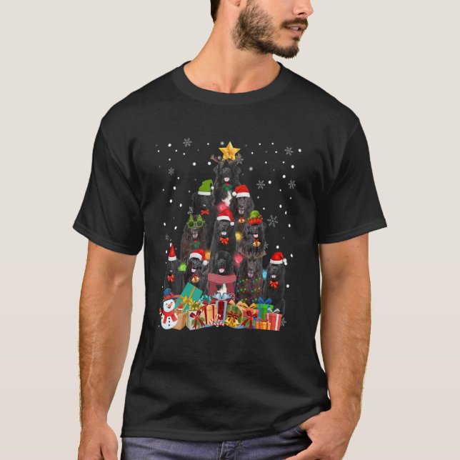 Camiseta Funny Christmas Tree Xmas Lights Newfoundland Dog (Anverso)