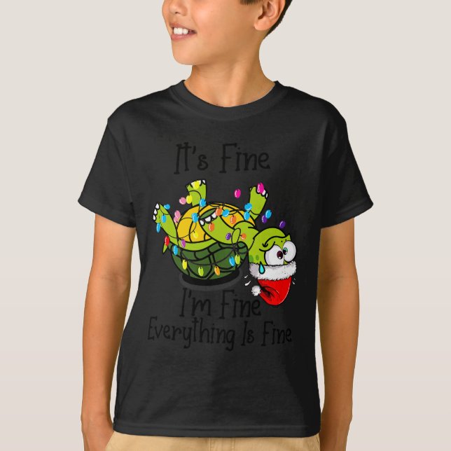 Camiseta Funny Christmas Turtle It's Fine I'm Fine Everythi (Anverso)