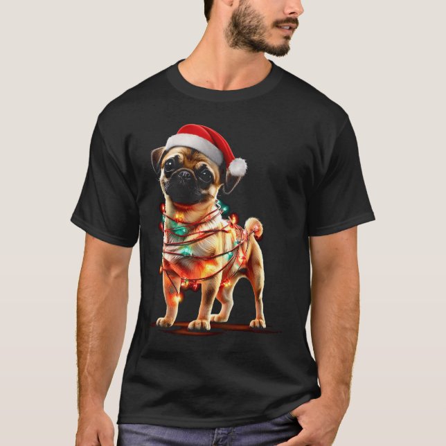 Camiseta Funny Chug Christmas Graphics Dog Lights Lover  (Anverso)