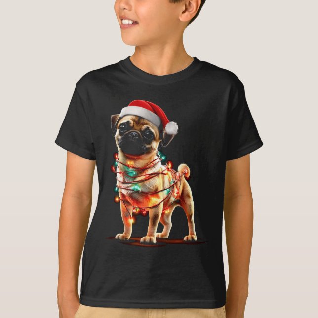 Camiseta Funny Chug Christmas Graphics Dog Lights Lover  (Anverso)