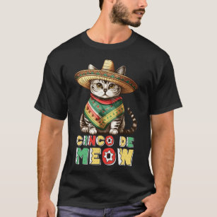Camiseta Funny Cinco De Mayo Cute Sombrero Gato Mexicano