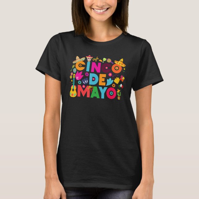 Camiseta Funny Cinco De Mayo let's Fiesta 5 De Mayo Viva Me (Anverso)
