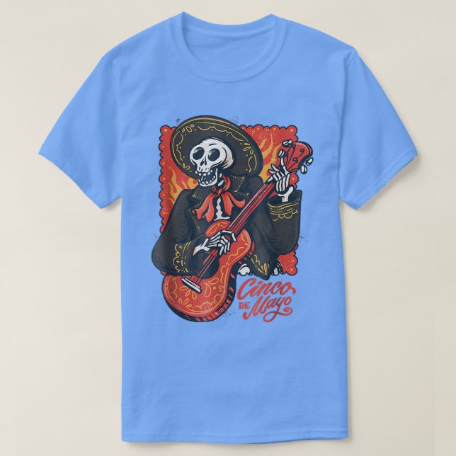 Camiseta Funny Cinco de Mayo Mariachi Skeleton con (Diseño del anverso)