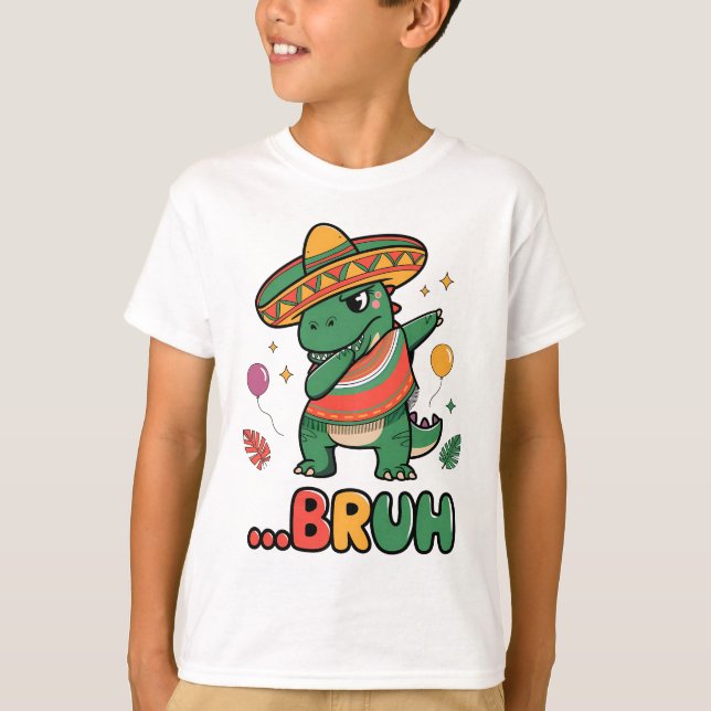 Camiseta Funny Cinco de Mayo T-Rext Dabbing Fiesta (Anverso)