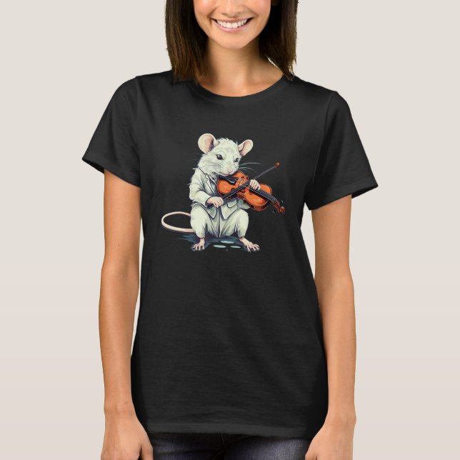 Camiseta Funny classic white Rodent interpreta Violin Music (Anverso)