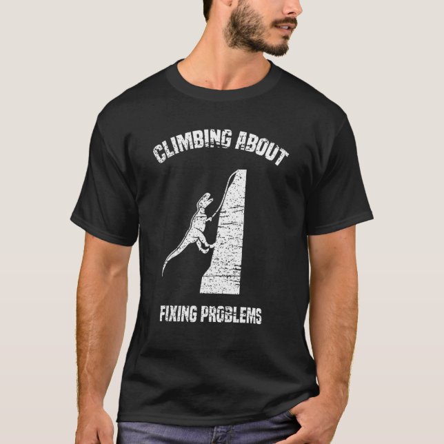 Camiseta Funny Climbing T-Rex Rock Climber Dinosaur (Anverso)
