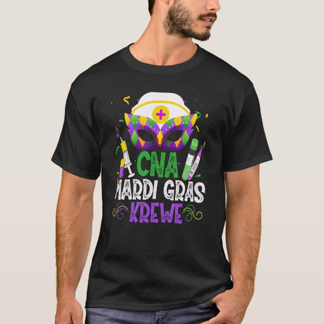 Camiseta Funny Cna Krewe Nurse Máscara de Enfermería Mardi  (Anverso)