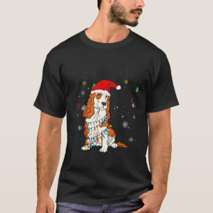 Camiseta Funny Cocker Spaniel Perro Santa Hat Navidades luz