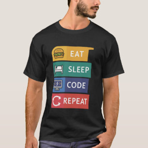 Camiseta Funny Coder Programador Coding Eat Sleep Code Repe