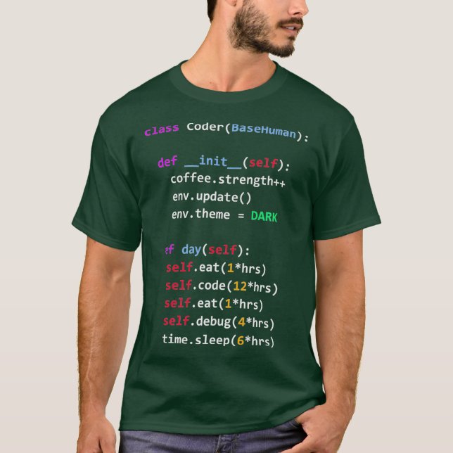 Camiseta Funny Coding Python Class Eat Code Sleep (Anverso)