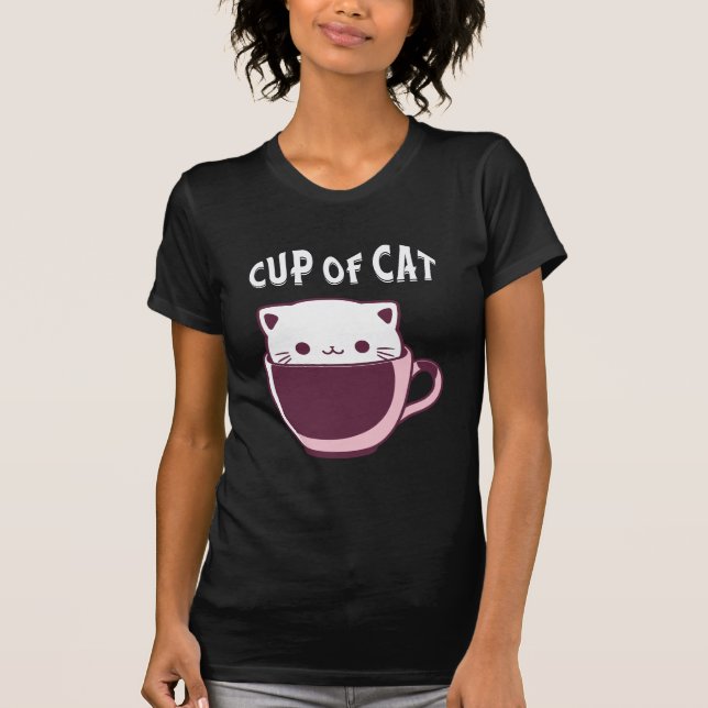 CAMISETA FUNNY COFFEE AND CAT LOVERS, CUP OF CAT (Anverso)