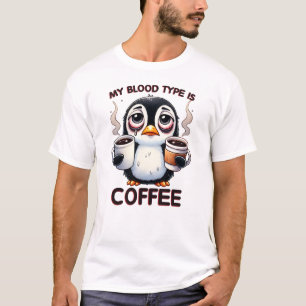CAMISETA FUNNY COFFEE BEBER PENGUIN