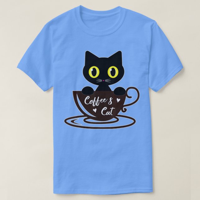 Camiseta Funny Coffee Black Mug Cat Lover Boy Chica (Diseño del anverso)