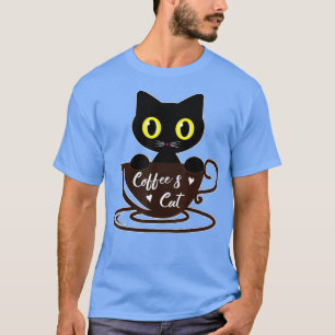 Camiseta Funny Coffee Black Mug Cat Lover Boy Chica
