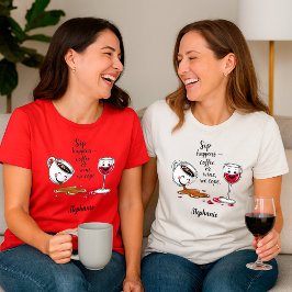 Camiseta Funny Coffee & Wine Lovers Personalized