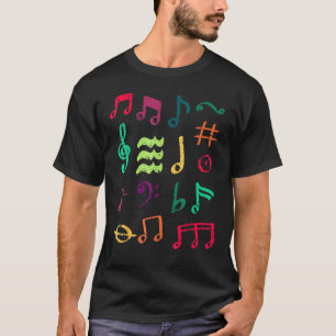 Camiseta Funny Colorful Musical Notes Symbol Music Aovers M