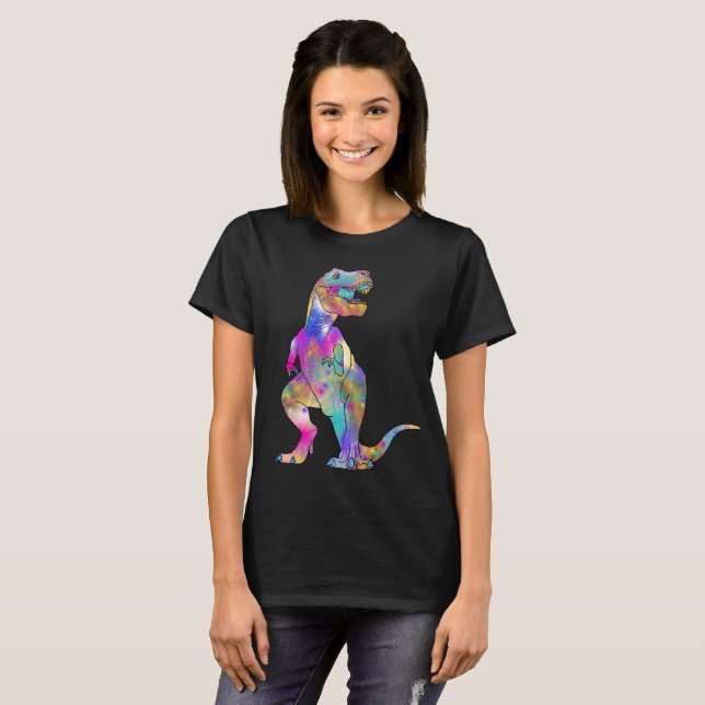 Camiseta Funny Colorful T Rex Psychedelaur Art (Anverso completo)