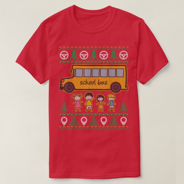 Camiseta Funny conductor de autobús escolar Navidades feos  (Diseño del anverso)