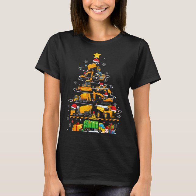 Camiseta Funny Construction Excavator Truck Christmas Tree  (Anverso)