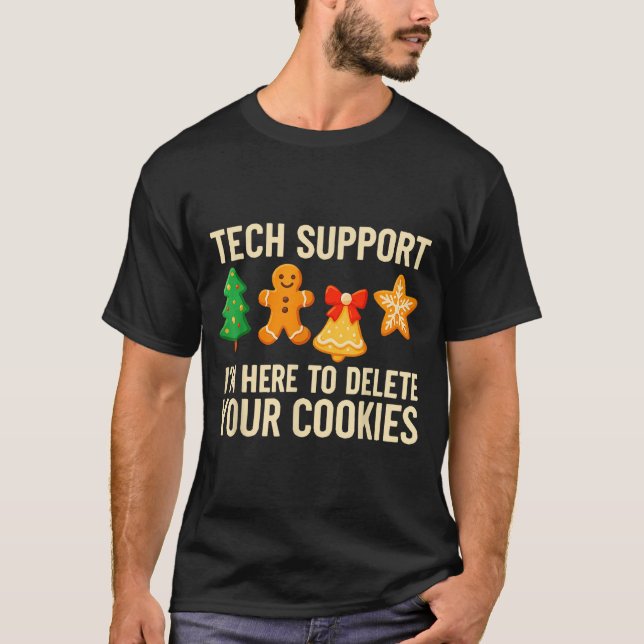 Camiseta Funny Cookies Christmas Gingerbread Tech Suprt Men (Anverso)