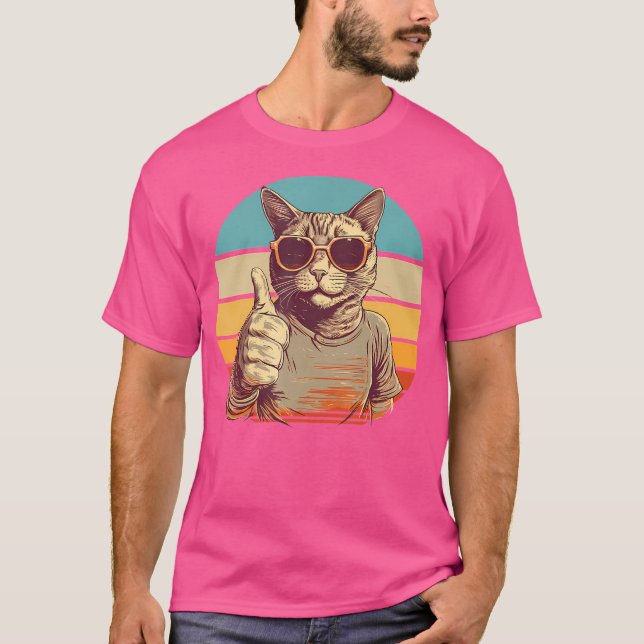 Camiseta Funny Cool Cat With Sunglasses Thumbs Up Sunglasse (Anverso)