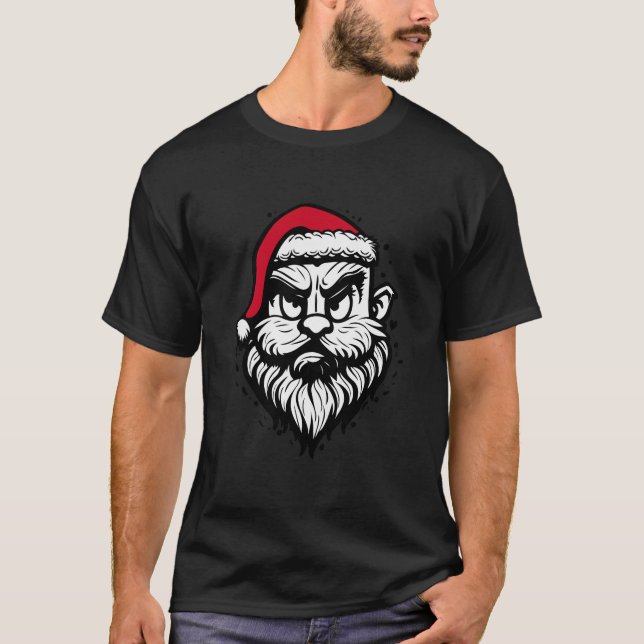 Camiseta Funny cool Santa face Christmas Hipster  (Anverso)