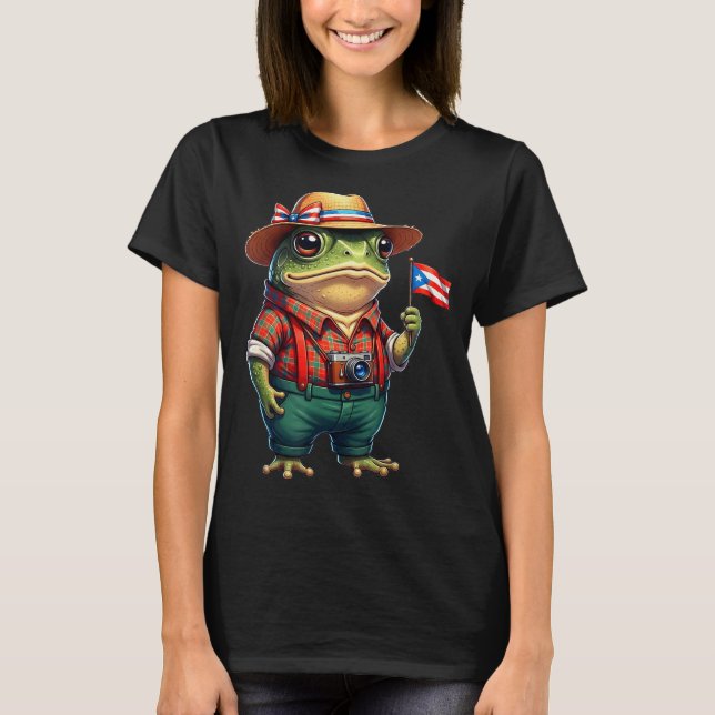 Camiseta Funny Coqui Frog Puerto Rico Flag Taino Boricua Hi (Anverso)