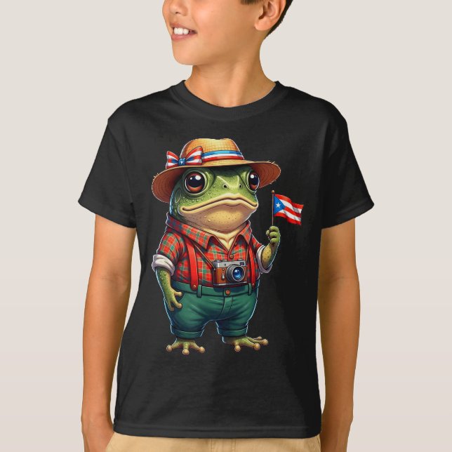 Camiseta Funny Coqui Frog Puerto Rico Flag Taino Boricua Hi (Anverso)