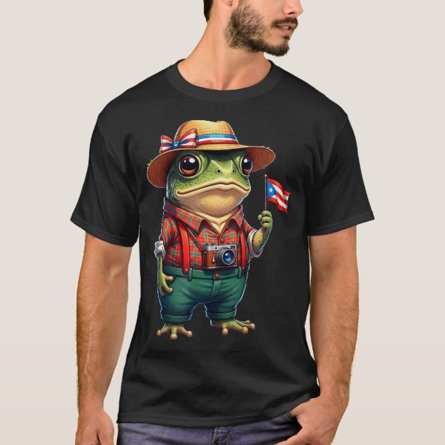 Camiseta Funny Coqui Frog Puerto Rico Flag Taino Boricua Hi (Anverso)