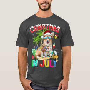 Camiseta Funny Corgi Dog in Santa Hat Sunglasses Christmas 
