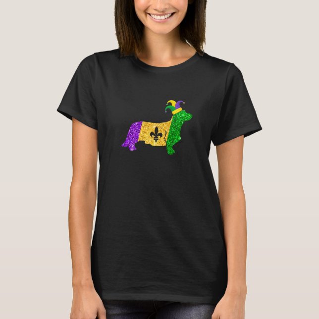 Camiseta Funny Corgi Dog Lover Cute Mardi Gras Carnival Pre (Anverso)