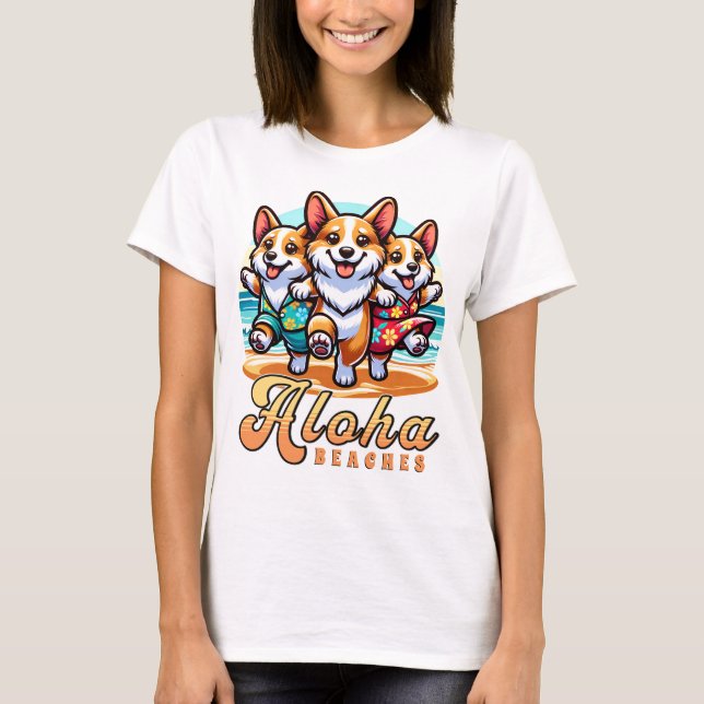 Camiseta Funny Corgi Dogs Aloha Bebe vacaciones de verano (Anverso)