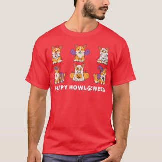 Camiseta Funny Corgi Dogs Halloween Happy Howlpawween 