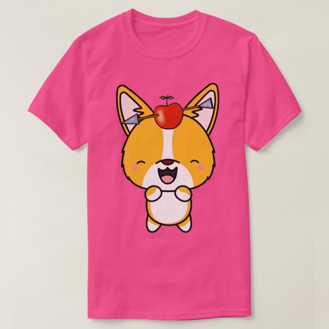 Camiseta Funny Corgi Está Jugando A William Tell Con Una Ap (Diseño del anverso)