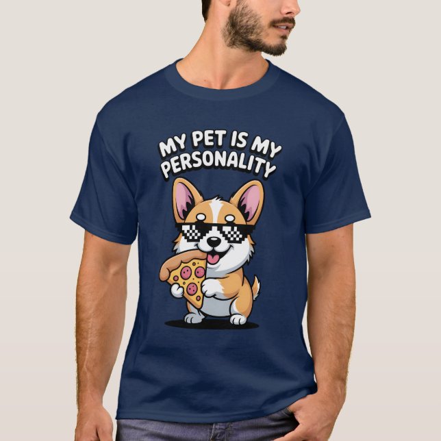 Camiseta Funny Corgi Pizza Lover Humor Mascota Tee (Anverso)