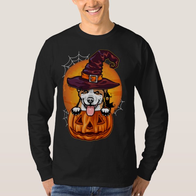 Camiseta Funny Corgi Pumpkin Halloween (Anverso)