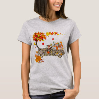 Camiseta Funny Corgi Riding Leopard Plaid Truck