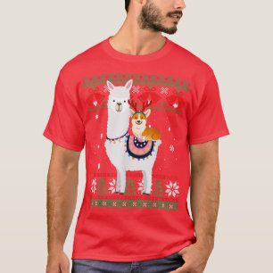 Camiseta Funny Corgi Riding Llama Navidades Gira Corgi Xma