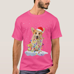 Camiseta Funny Corgi Santa Navidades Luces Gigantes Perro L