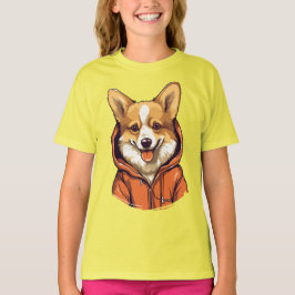 Camiseta Funny Corgi Usando Hoodie