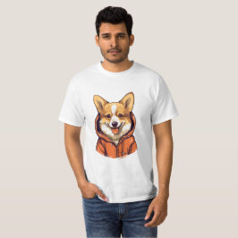 Camiseta Funny Corgi Usando Hoodie