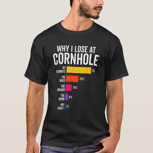Camiseta Funny Cornhole Player Team Design Por Qué Pierdo E (Anverso)