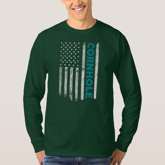 Camiseta Funny Cornhole US Flag Men women Cornhole  (Anverso)