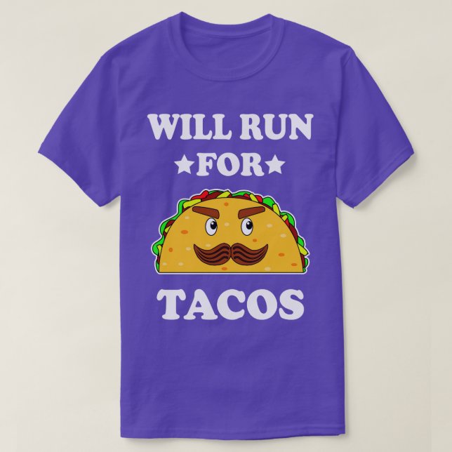 Camiseta Funny Correrá Para El Ilustracion De Tacos (Diseño del anverso)